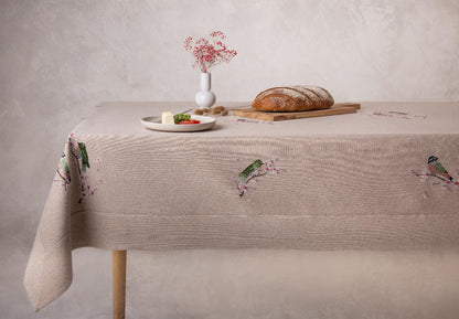 Birds Natural Tablecloth