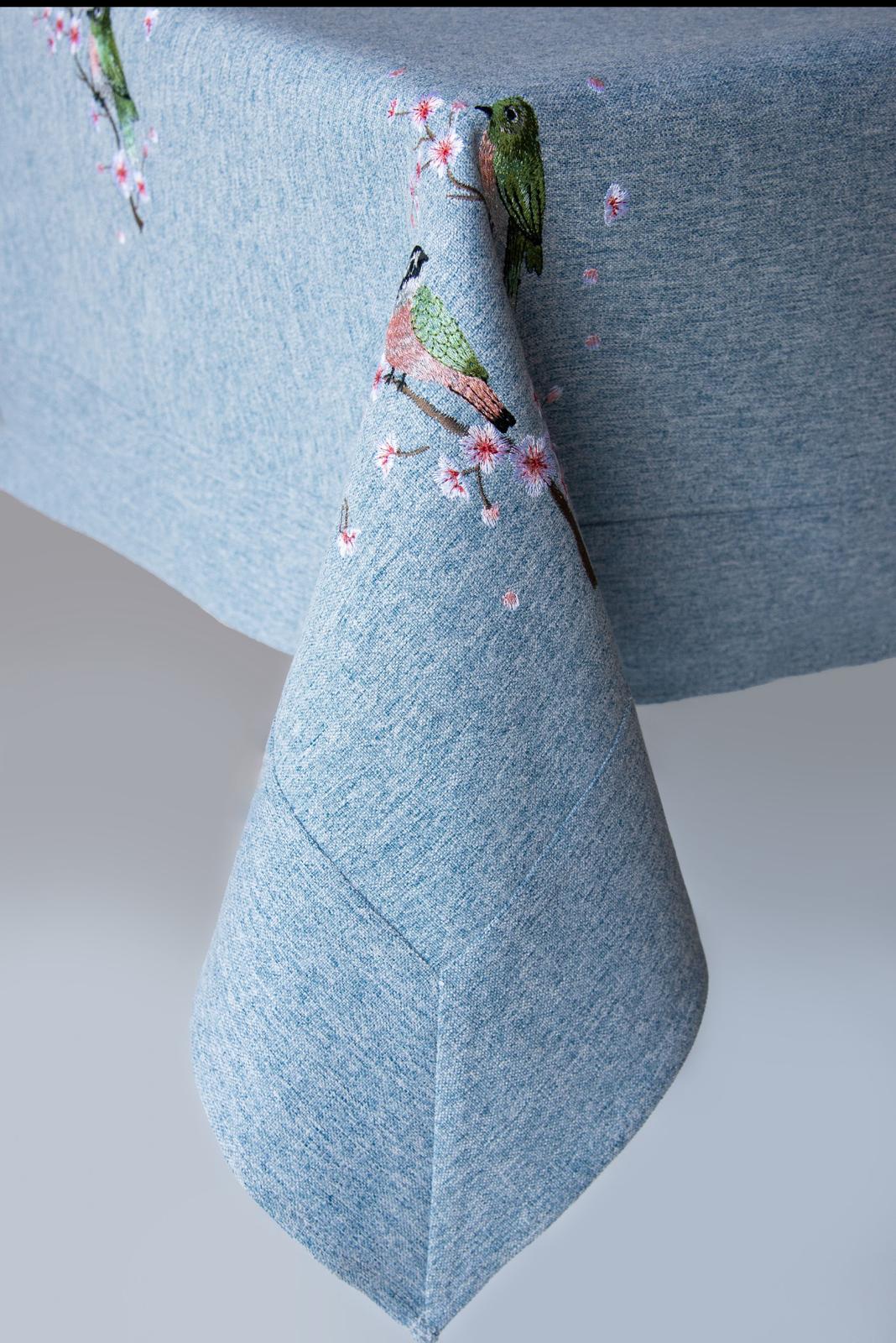 Birds Light Blue Tablecloth