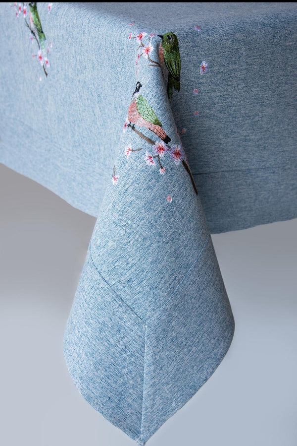 Birds Light Blue Tablecloth