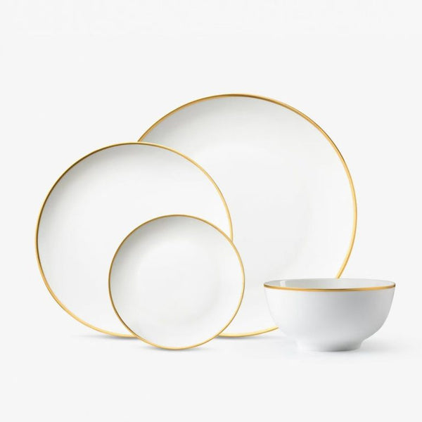 Vintage Bone China White with Gold Rim 16pc Dinnerware (Service for 4)