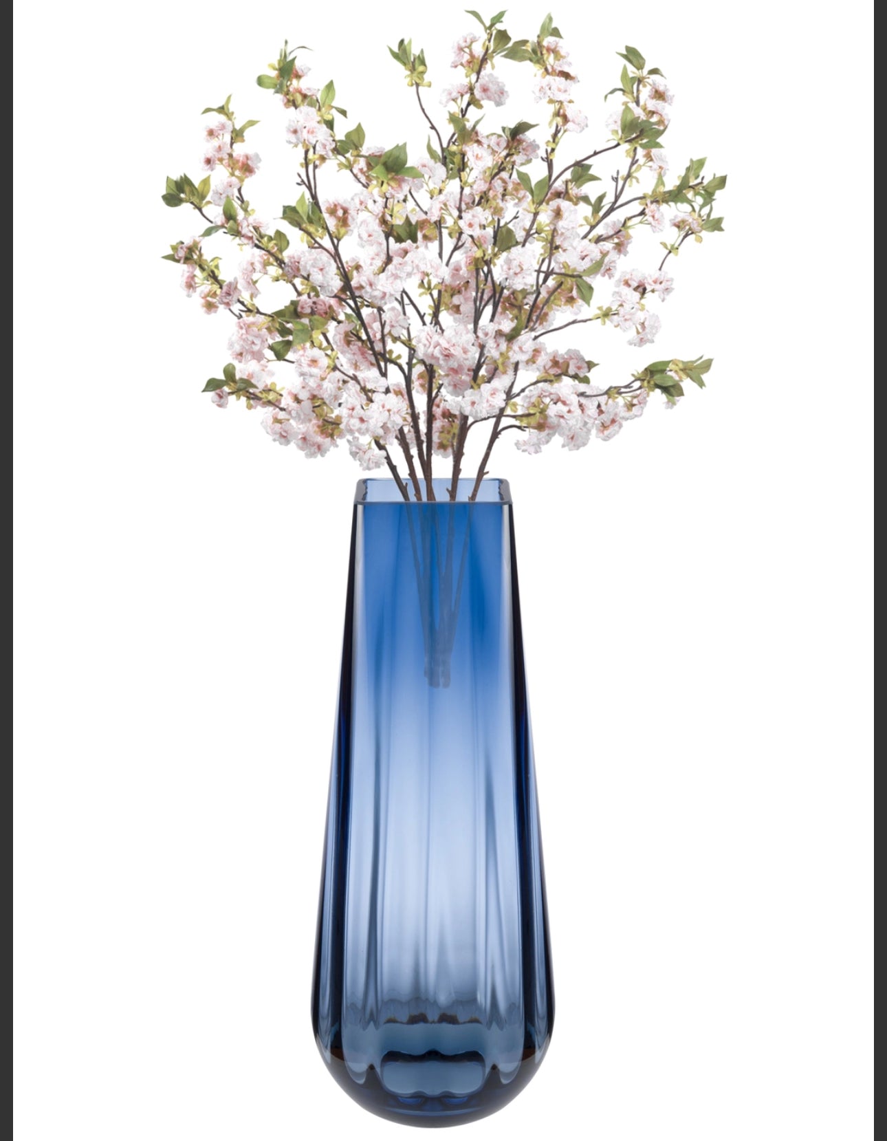 Blue Square Top Vase 13.9”