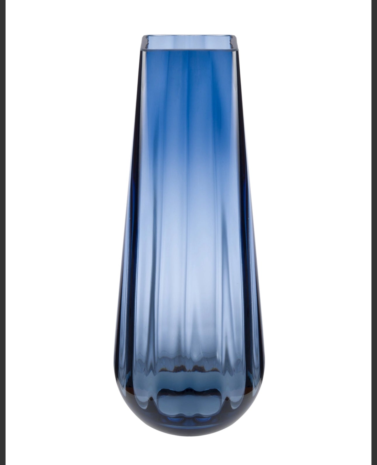 Blue Square Top Vase 13.9”