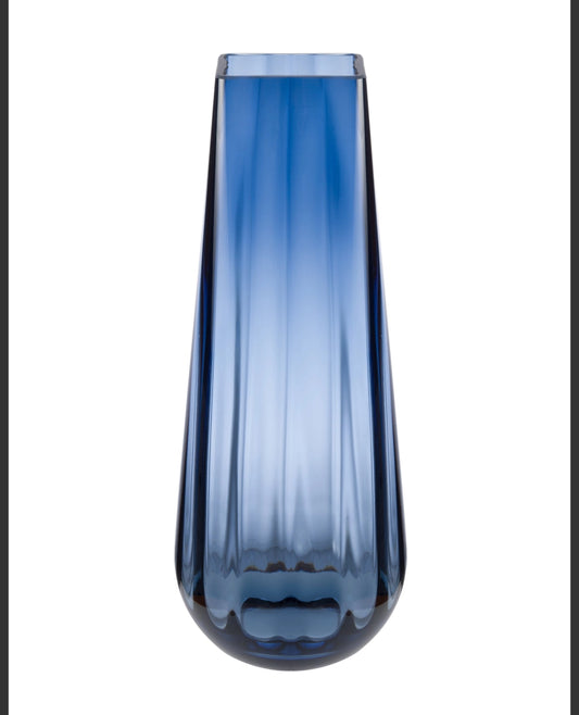 Blue Square Top Vase 13.9”