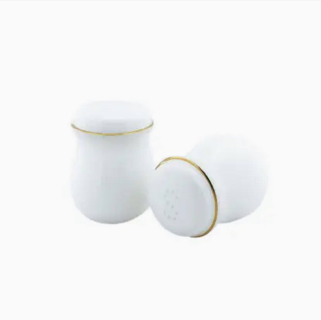 Aura White with Gold Rim White Salt & Pepper & Toothpick holder Set
