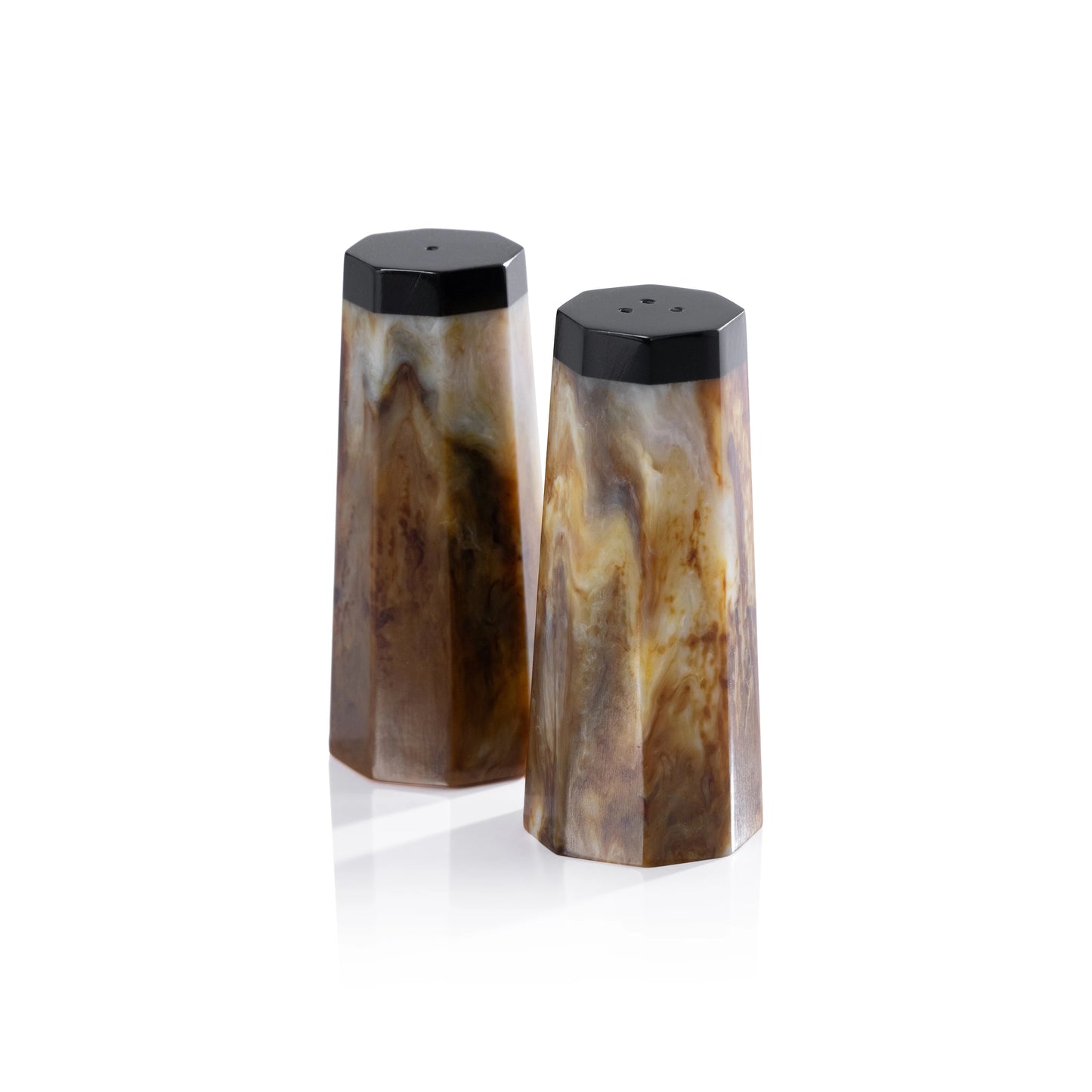 Burlwood Design Resin Salt & Pepper Shaker Set