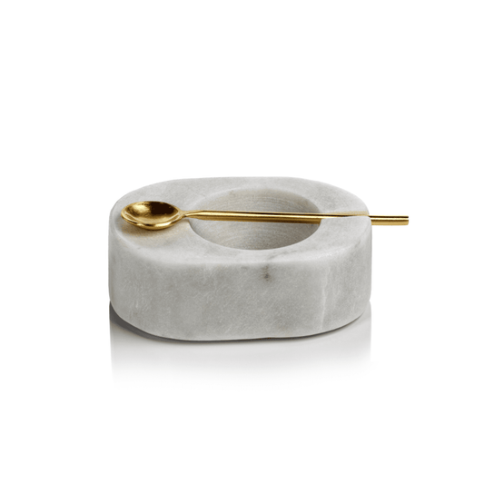 Oval Marble Salt Cellar/Gd Spn