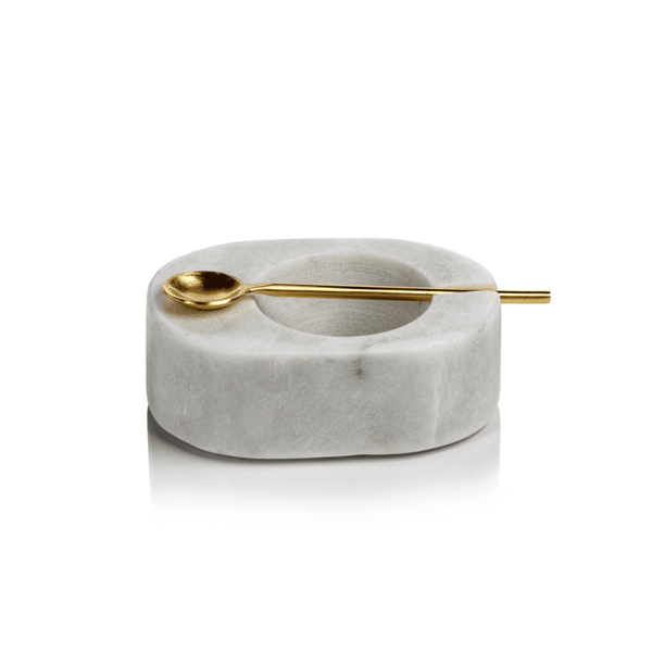 Oval Marble Salt Cellar/Gd Spn
