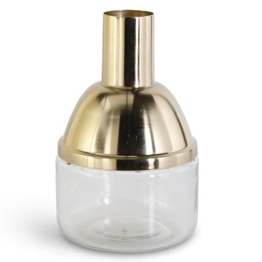 Gold/Clear Glass Neck Vase 9.75"