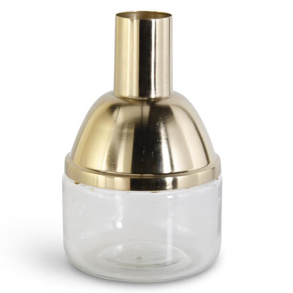 Gold/Clear Glass Neck Vase 9.75"