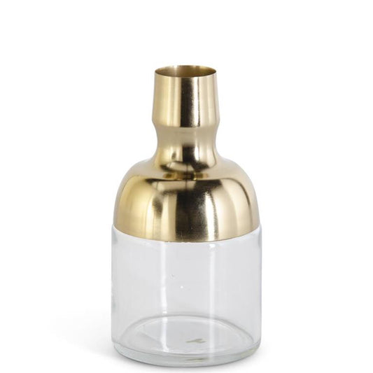 Gold/Clear Glass Neck Vase 6"