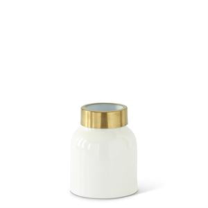 Gold Rim White Enameled Metal Vase (Small)