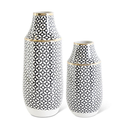 Black/White Circle Diamond Vase 15"