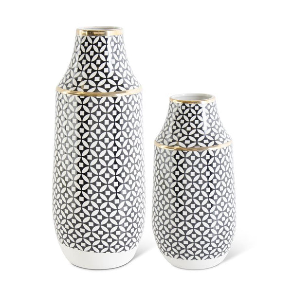 Black/White Circle Diamond Vase 15"