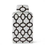 White/Black Oval Print Vase-Lg