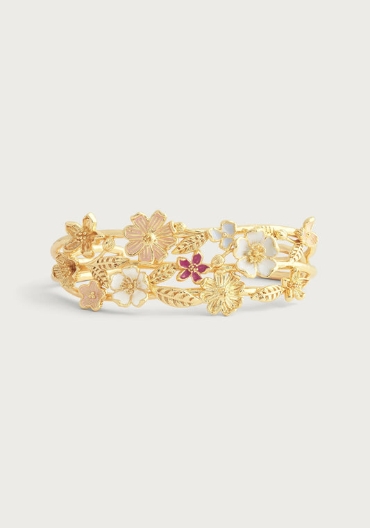 Wildflowers Bangle Gold Enamel
