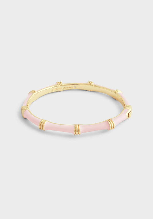 Bamboo Enameled Hinged Bangle Pale Pink
