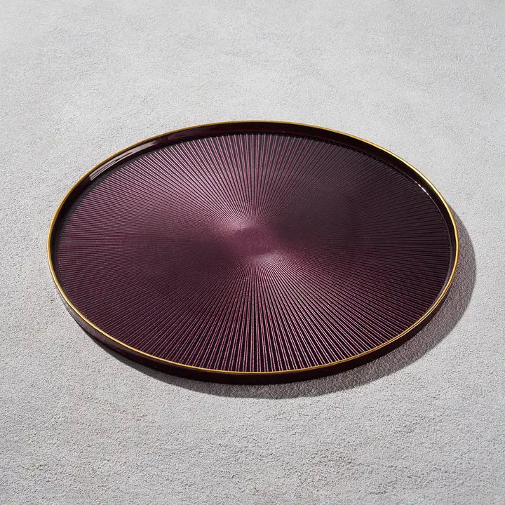 Domo Glass Charger Plum with Gold Rim