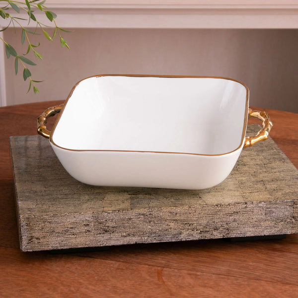 Beatriz Ball Ceramic Bambu Square Casserole- Cream/White
