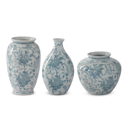 Teal and White Porcelain Chinoiserie Vase