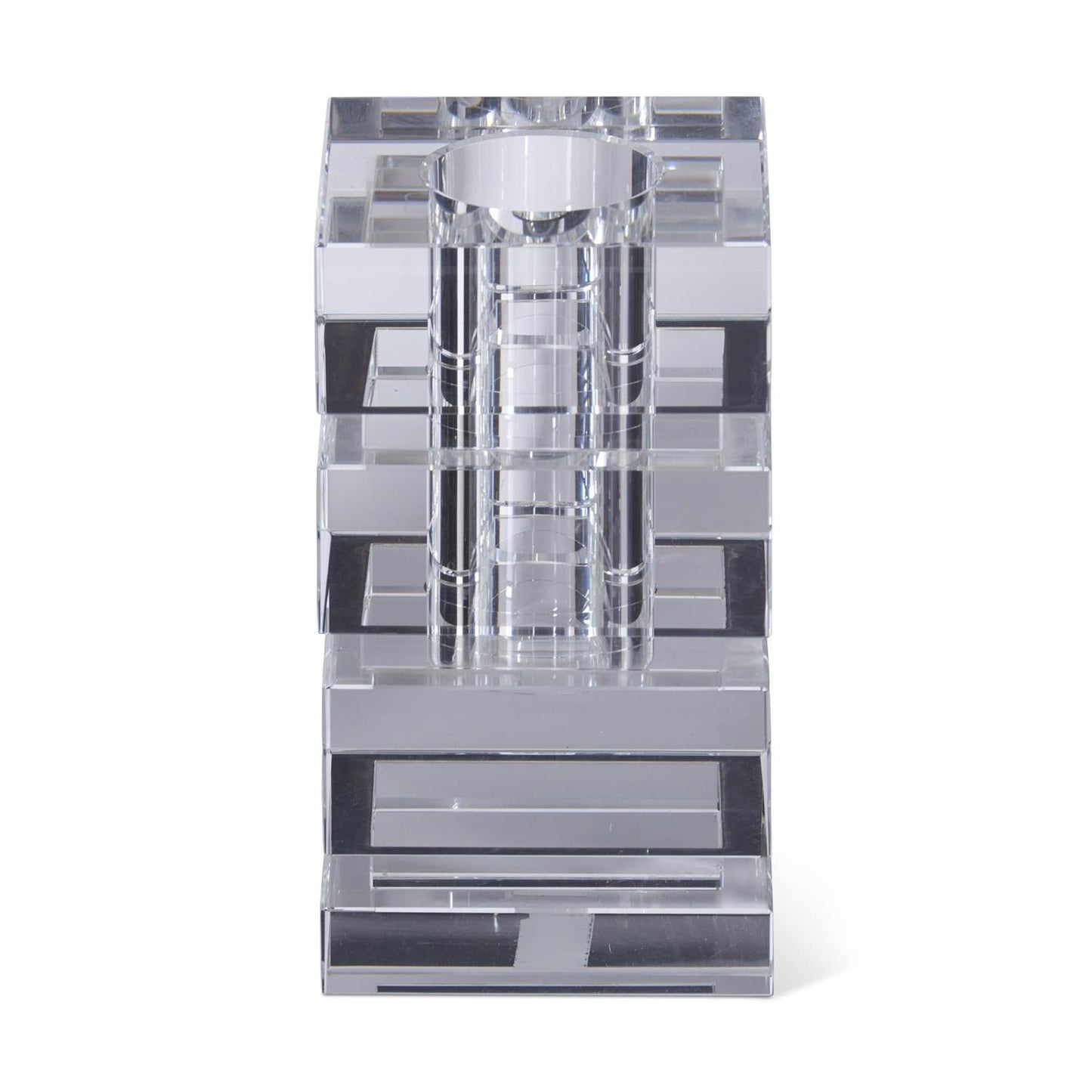 6.75” Crystal Glass Stacked Squares Vase