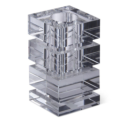 6.75” Crystal Glass Stacked Squares Vase