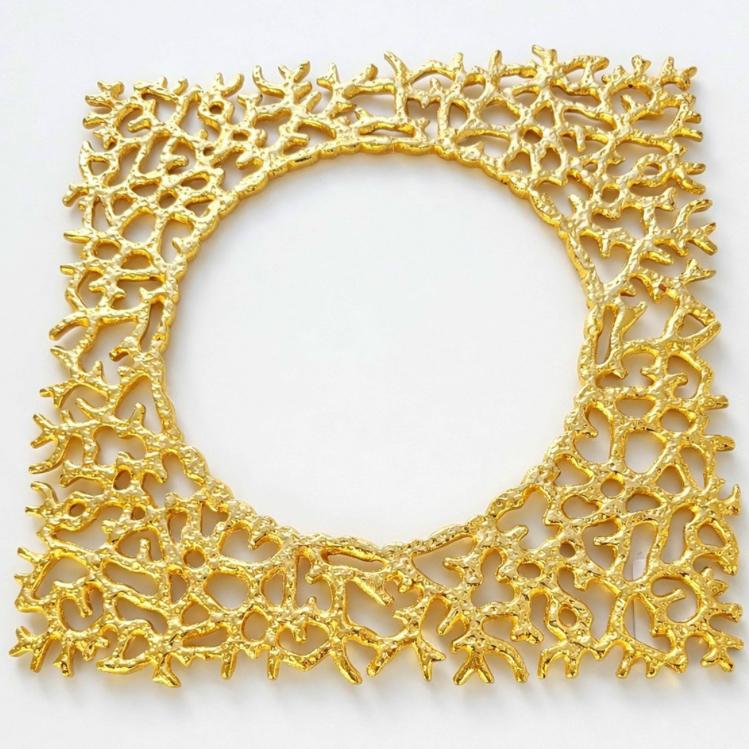 Gold Square Coral Charger Set of 2