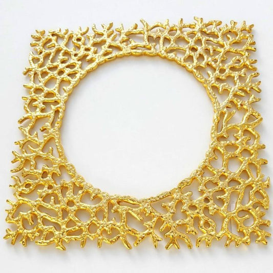 Gold Square Coral Charger Set of 2