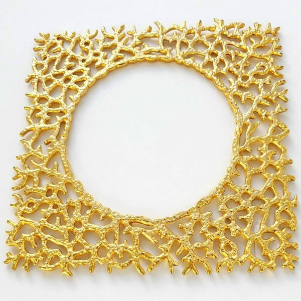Gold Square Coral Charger Set of 2