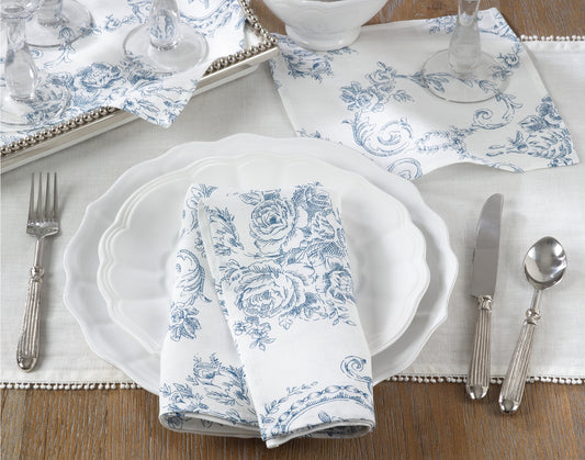 Toile Floral Indigo Napkin Set of 4