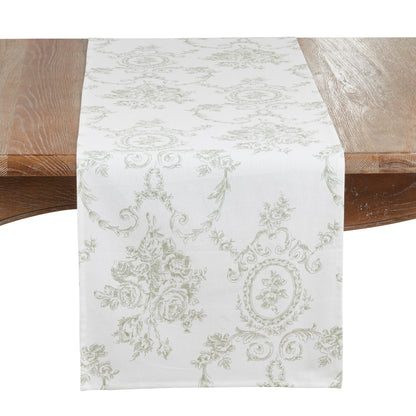 Toile Floral Olive Runner 16”x72”