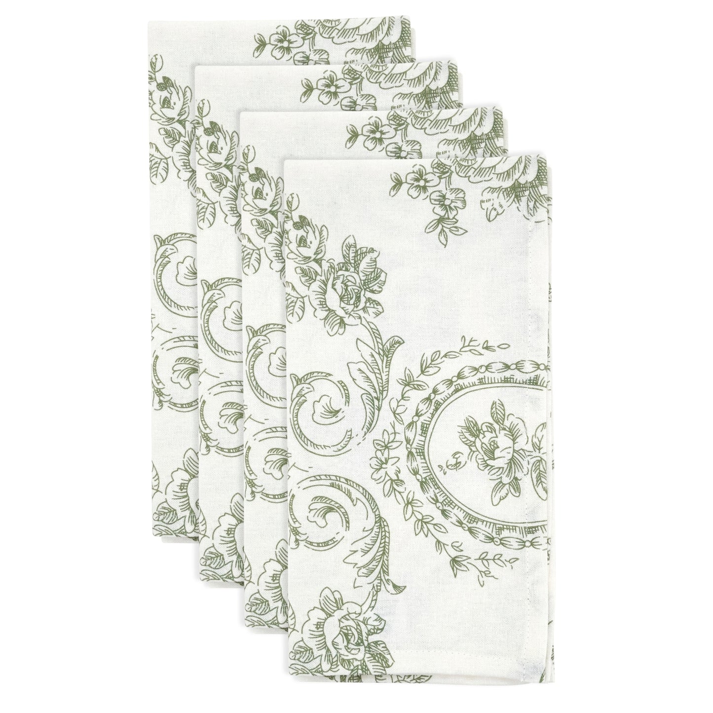 Toile Floral Olive Napkin Set of 4