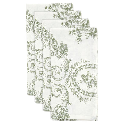 Toile Floral Olive Napkin Set of 4
