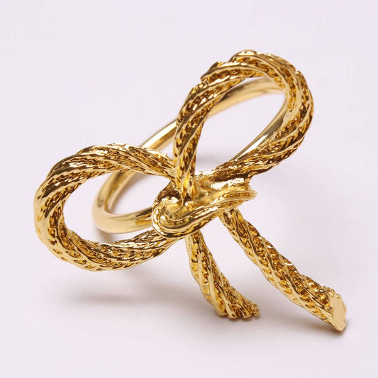 Gold Bow Napkin Rings Set of 6