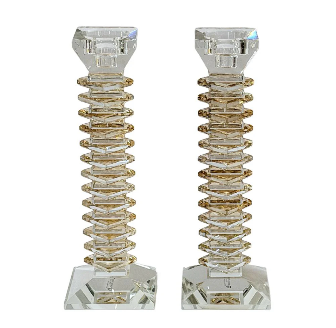 Stacked Crystal Candlesticks Set of 2