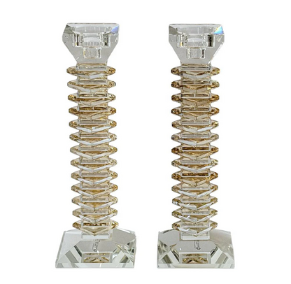 Stacked Crystal Candlesticks Set of 2