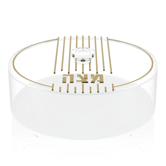 Linear Round Matzah Box Gold