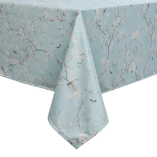 Turquoise Flowers Velvet Tablecloth