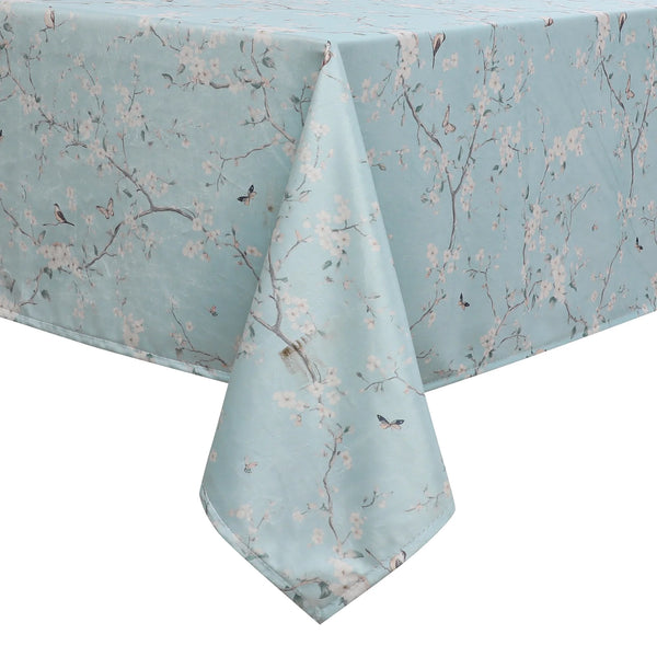 Turquoise Flowers Velvet Tablecloth