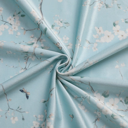 Turquoise Flowers Velvet Tablecloth