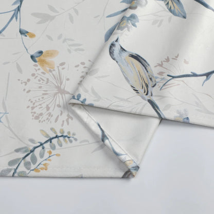 Soft Gray Flowers with Birds Velvet Tablecloth