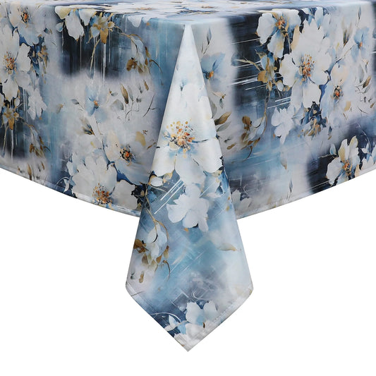 Large Blue Flowers Velvet Tablecloth