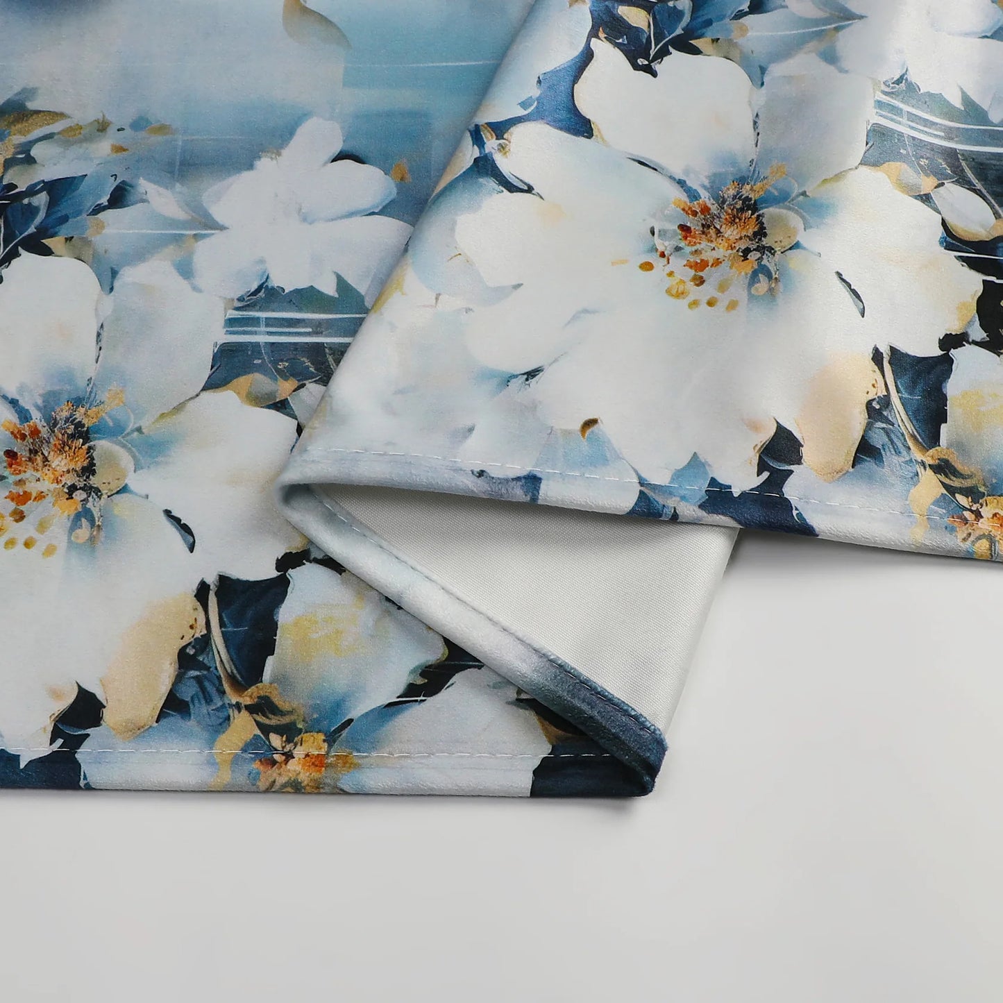 Large Blue Flowers Velvet Tablecloth