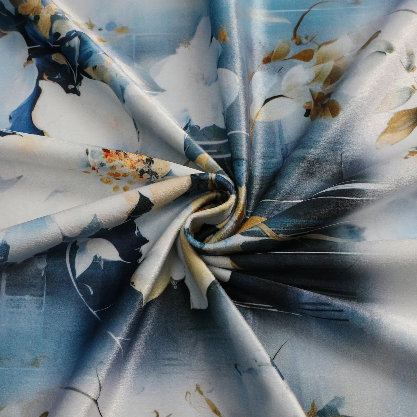 Large Blue Flowers Velvet Tablecloth