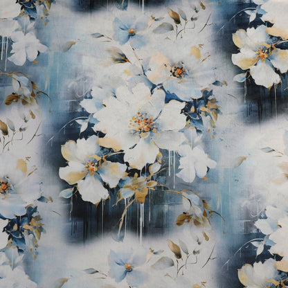 Large Blue Flowers Velvet Tablecloth