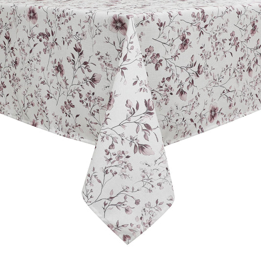 Harvest Weave Print Purple Flowers Tablecloth