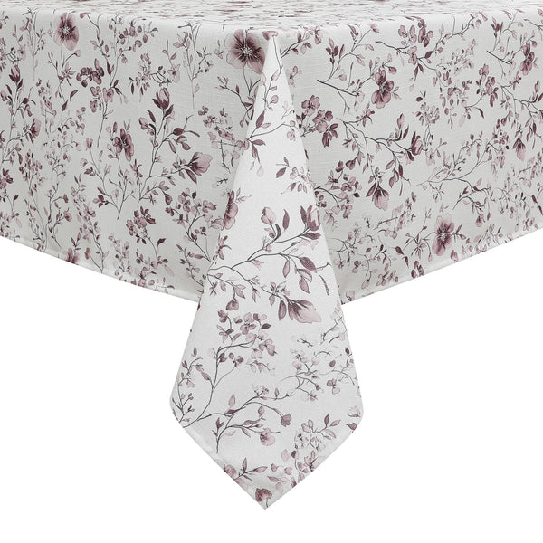 Harvest Weave Print Purple Flowers Tablecloth
