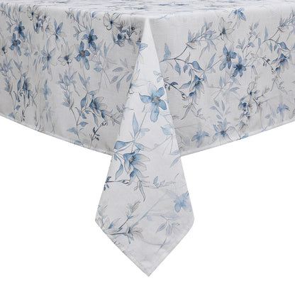 Harvest Weave Print Blue Flowers Tablecloth
