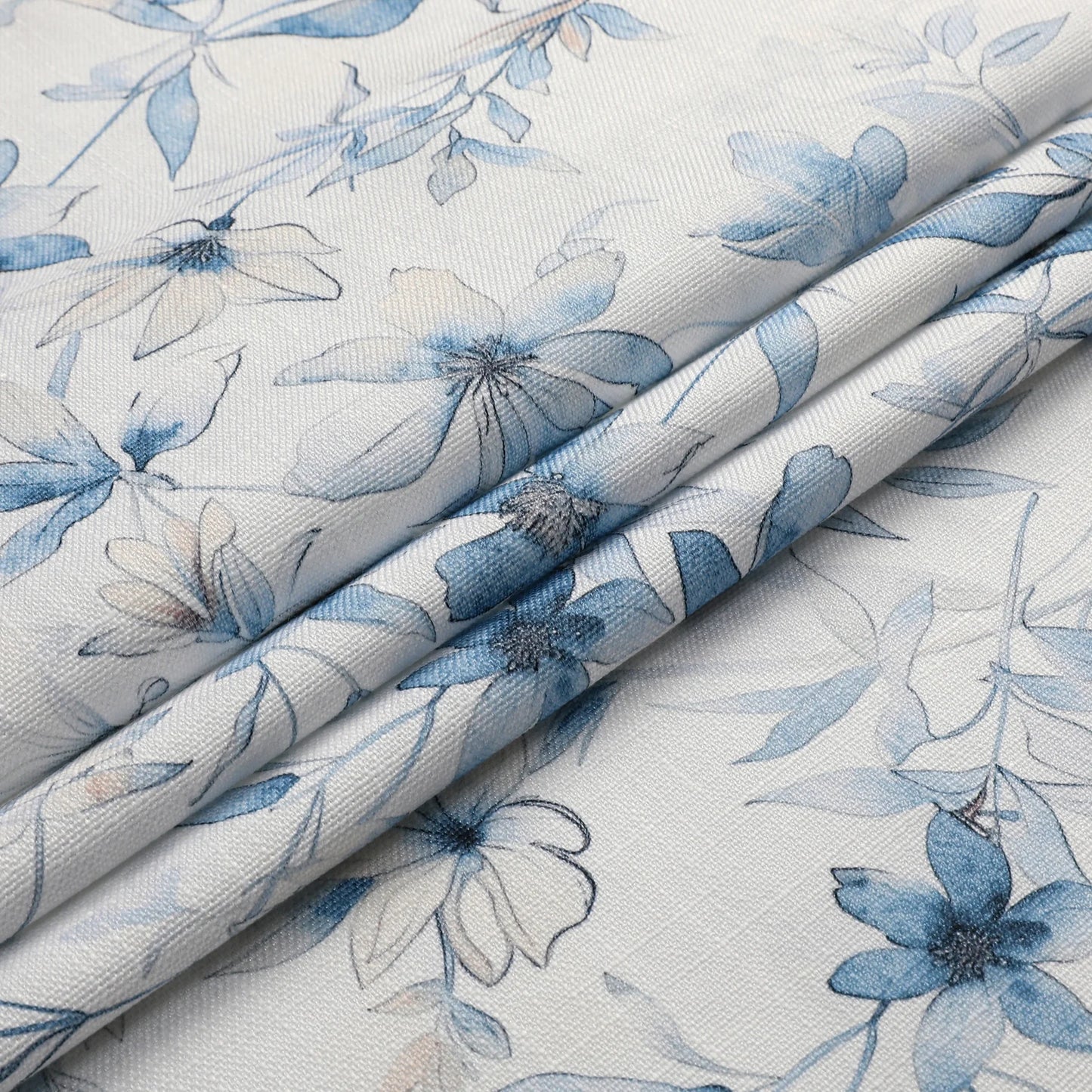 Harvest Weave Print Blue Flowers Tablecloth