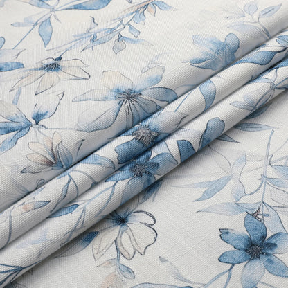 Harvest Weave Print Blue Flowers Tablecloth
