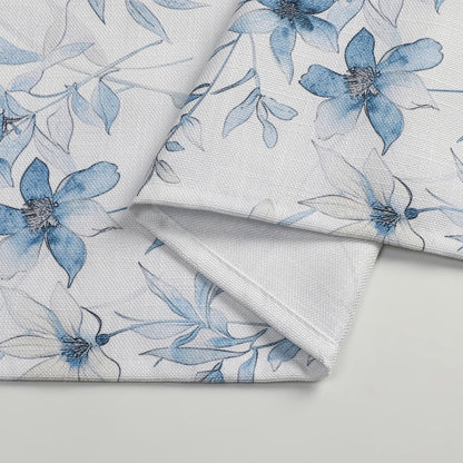 Harvest Weave Print Blue Flowers Tablecloth
